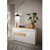 Buffet 3 portes 156 cm CRONOS BLANC CADIZ avec décor partiel cadiz en facade et LED inclus