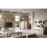 Buffet haut 2 portes CRONOS BLANC CADIZ avec décor partiel cadiz en facade et LED inclus