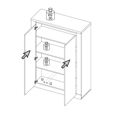 Buffet haut 2 portes CRONOS BRONZE MERCURE avec LED inclus