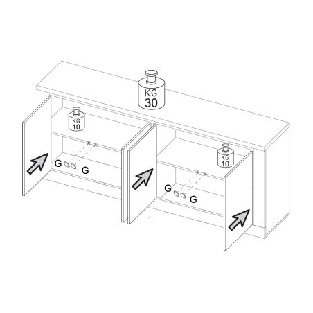 Buffet 4 portes CRONOS BLANC CADIZ avec LED inclus