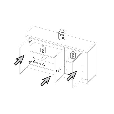 Buffet 3 portes CRONOS BLANC MERCURE avec LED inclus