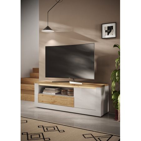 Meuble TV 156 cm CRONOS BLANC CADIZ V2 avec LED inclus