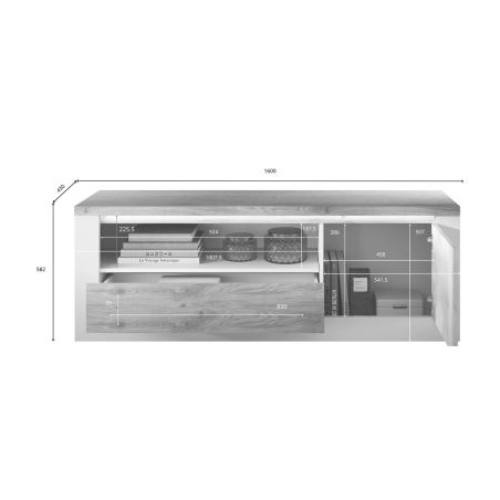 Meuble TV 156 cm CRONOS BLANC CADIZ V2 avec LED inclus