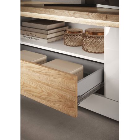 Meuble TV 156 cm CRONOS BLANC CADIZ V2 avec LED inclus