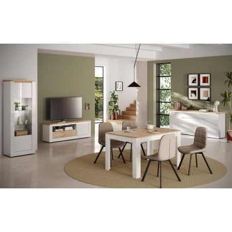Meuble TV 156 cm CRONOS BLANC CADIZ V2 avec LED inclus