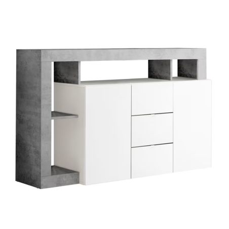 Buffet design 2 portes et 3 tiroirs BURGA BETON 146 cm
