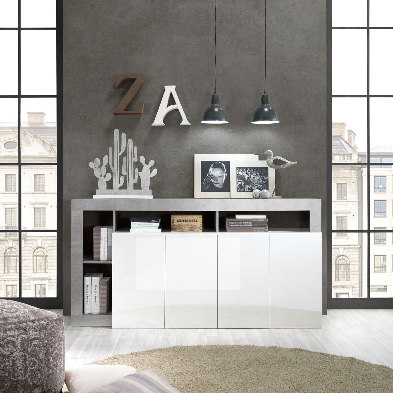 Buffet design 4 portes BURGA BETON 184 cm