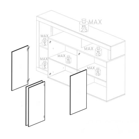 Buffet design 4 portes BURGA BETON 184 cm