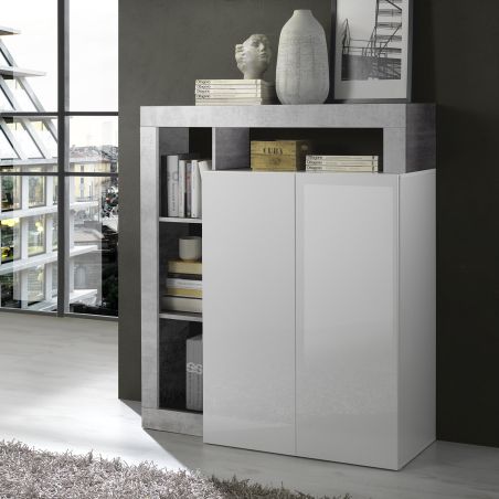 Buffet haut 2 portes BURGA BETON 108 cm