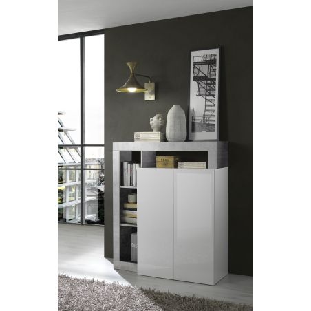Buffet haut 2 portes BURGA BETON 108 cm