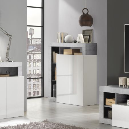 Buffet haut 2 portes BURGA BETON 108 cm