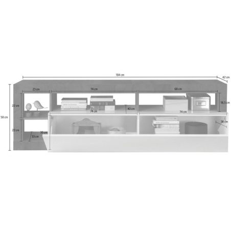 Meuble TV design BURGA BETON 184 cm