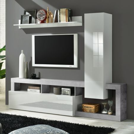 Ensemble meuble TV design BURGA BETON 219 cm