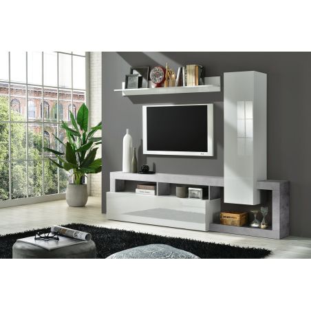 Ensemble meuble TV design BURGA BETON 219 cm