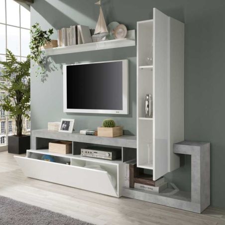 Ensemble meuble TV design BURGA BETON 219 cm