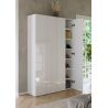 Armoire a chaussures 4 portes JERRY en blanc brillant hauteur 186 cm