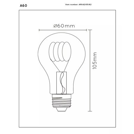 Ampoule filament LED A60 - culot E27 - Ø 6 cm - 1x4,9W 2200K - Ambre - de la marque LUCIDE