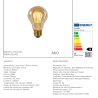 Ampoule filament LED A60 - culot E27 - Ø 6 cm - 1x4,9W 2200K - Ambre - de la marque LUCIDE