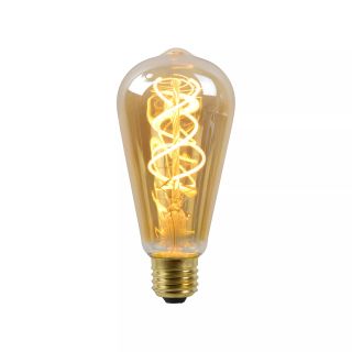 Ampoule filament LED ST64 - culot E27 - Ø 6,4 cm - 1x4,9W 2200K - Ambre - de la marque LUCIDE