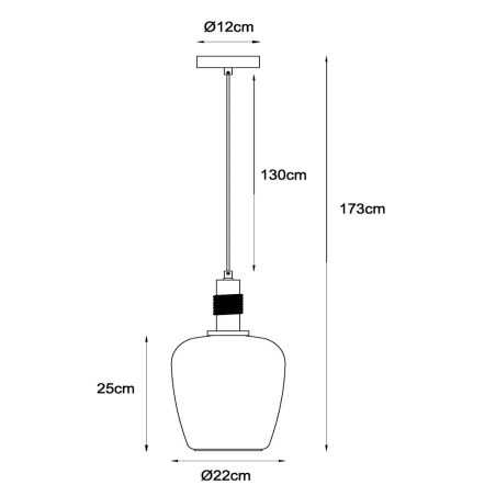 Suspension ILONA - Ø 22 cm - 1xE27 - Ambre - de la marque LUCIDE