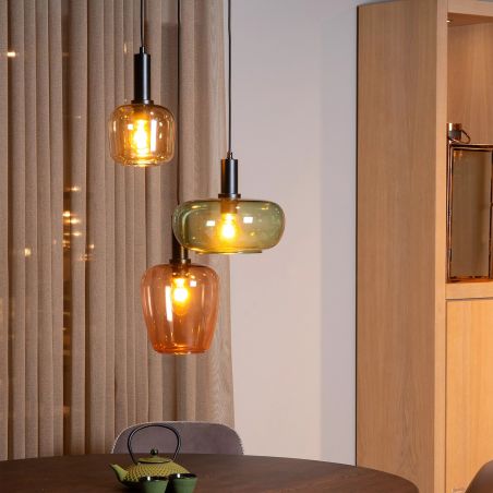Suspension ILONA 3 abats-jours - 3xE27 - Ambre - de la marque LUCIDE