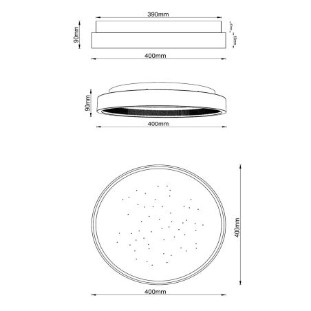 Plafonnier ESTREJA - Ø 40 cm - LED 3 StepDim - CCT - 2500K/3000K - Noir - de la marque LUCIDE