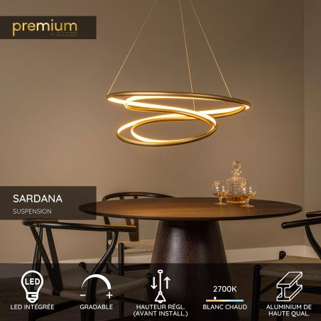Suspension SARDANA - Ø 80 cm - Or Mat / Laiton - de la marque LUCIDE | Premium