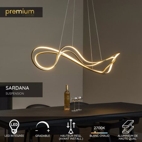 Suspension SARDANA - 160 cm - Or Mat / Laiton - de la marque LUCIDE | Premium