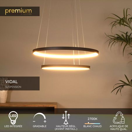 Suspension VIDAL - Ø 78 cm - noir - de la marque LUCIDE | Premium
