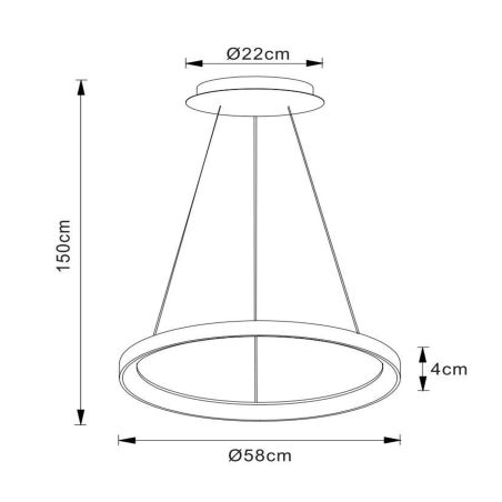 Suspension VIDAL - diamètre 58 cm - LED Dim. - 1x48W 2700K - Noir - de la marque LUCIDE