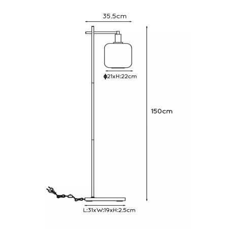 Lampadaire JOANET- 1xE27 - Fumé - de la marque LUCIDE