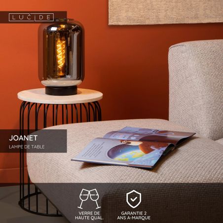 Lampe de table JOANET - diamètre 22 cm - 1xE27 - Fumé - de la marque LUCIDE