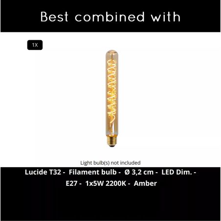 Lampe de table JOANET - diamètre 22 cm - 1xE27 - Fumé - de la marque LUCIDE