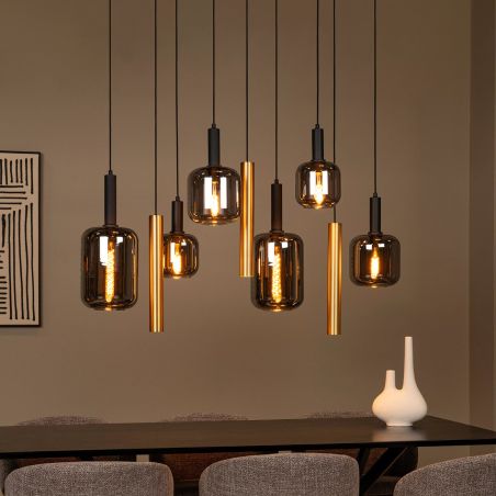 Suspension JOANET - 6xE27 - Laiton - de la marque LUCIDE