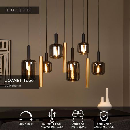 Suspension JOANET - 6xE27 - Laiton - de la marque LUCIDE