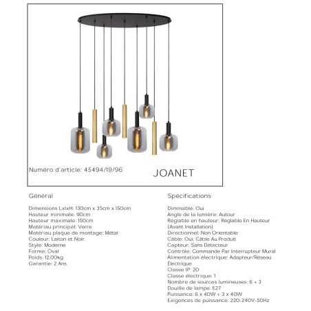 Suspension JOANET - 6xE27 - Laiton - de la marque LUCIDE