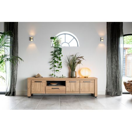 Delmonte, lowboard 200 cm. - 3-portes + 1-tiroir + 1-niche (LED + variateur) - Henders and Hazel
