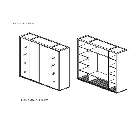 Chambre adulte complète CASPIAN avec lit 160 cm et armoire 200 cm
