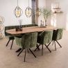 Table ovale MAXIME 215 cm en acacia massif avec pied central en métal