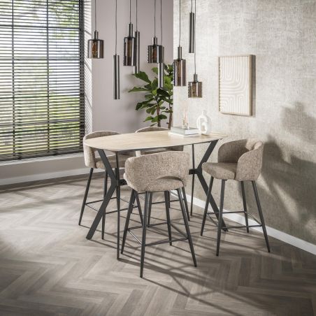 Table de bar 140 cm TIBERIA en céramique imitation travertin