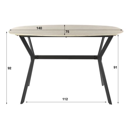 Table de bar 140 cm TIBERIA en céramique imitation travertin