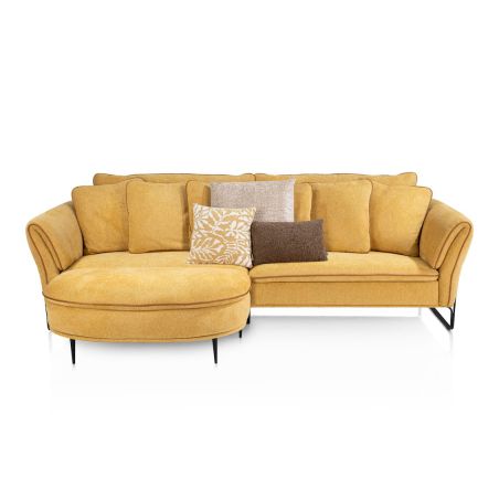 Almeria, Grand pouf rond 123 x 66 cm - tissu santos ocre - Henders and Hazel