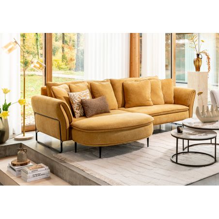 Almeria, Grand pouf rond 123 x 66 cm - tissu santos ocre - Henders and Hazel