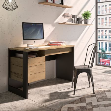 Bureau droit 119 cm KURT avec 1 porte et 1 tiroir