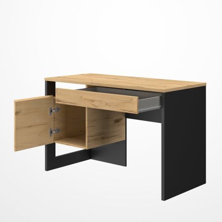 Bureau droit 119 cm KURT avec 1 porte et 1 tiroir