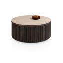 Ravello, table basse 80 x 80 cm - plateau HPL effet travertin- Henders and Hazel
