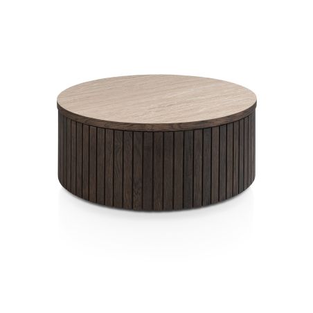 Ravello, table basse 80 x 80 cm - plateau HPL effet travertin- Henders and Hazel