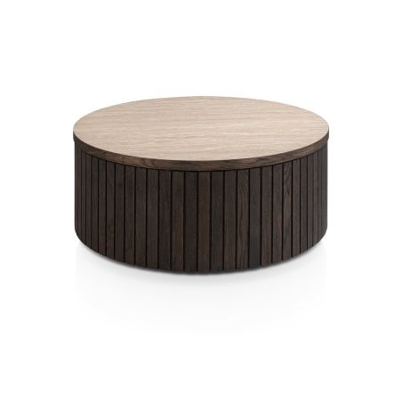Ravello, table basse 80 x 80 cm - plateau HPL effet travertin- Henders and Hazel