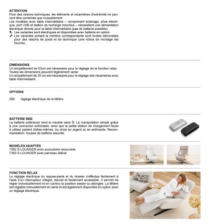 Canapé trapèze 2 places Lounger 4362 en tissu avec 2 relax électriques et table intermédiaire full option - HIMOLLA