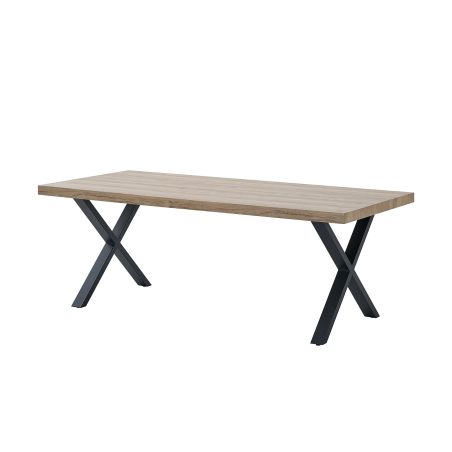Table de repas GREGORY en 190 cm ou 220 cm avec pieds X en métal
